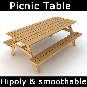 Picnic Table with Attached Benches